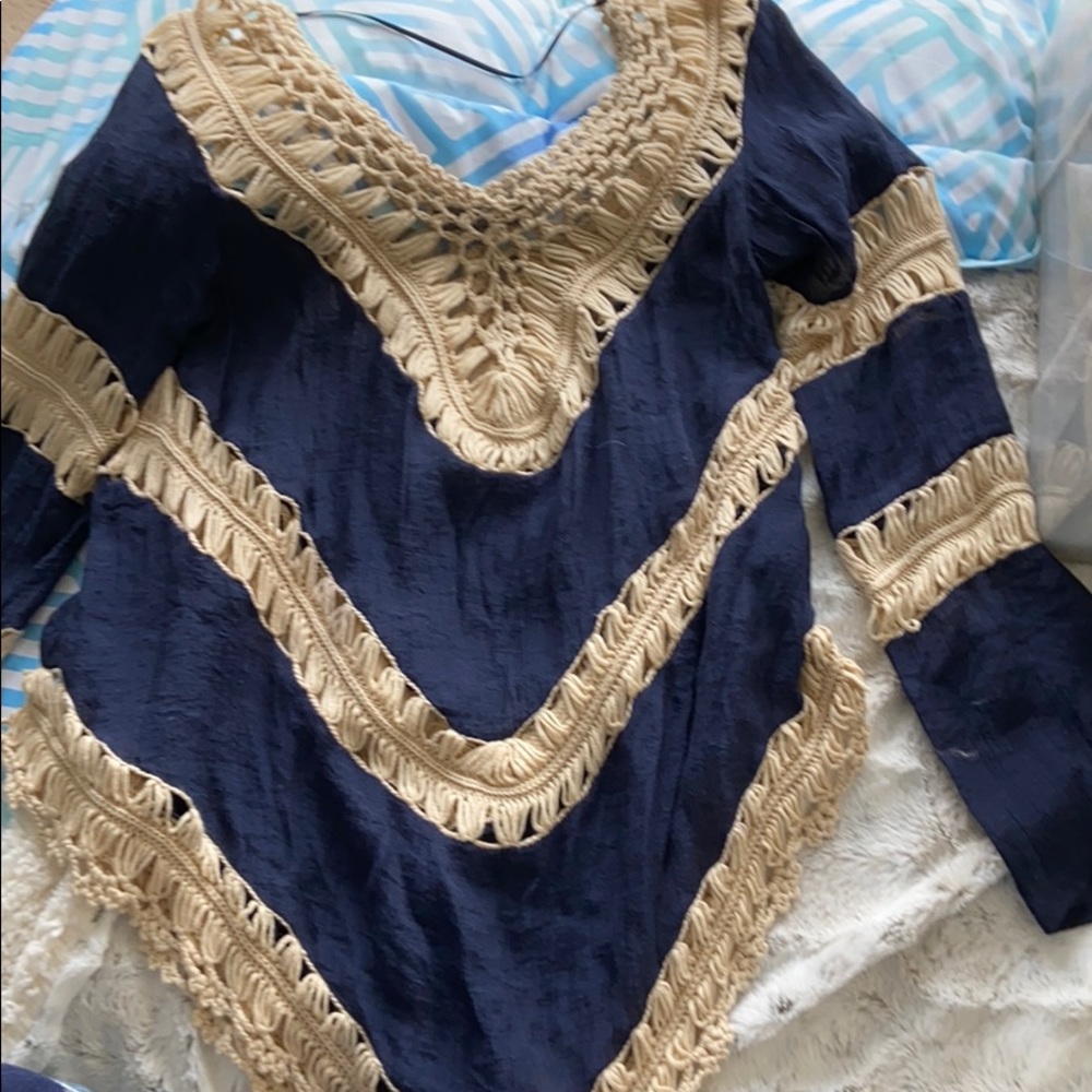 Long sleeve silky braided shirt